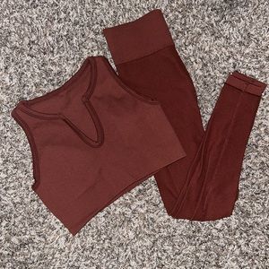 Seamless 2 piece ribbed workout set